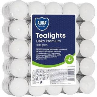 100 Bispol Tea Lights White 4 Hour Burn Time Unscented