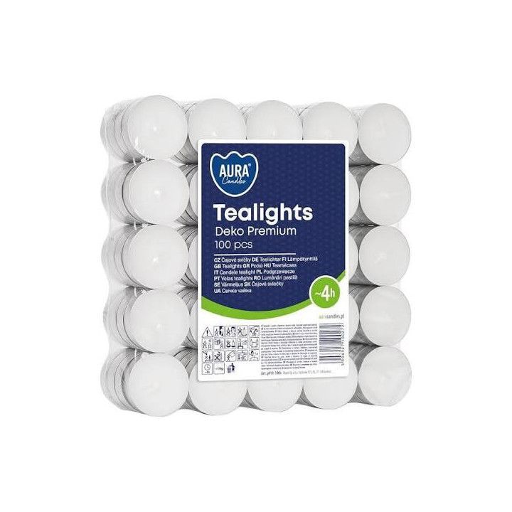 100 Bispol Tea Lights White 4 Hour Burn Time Unscented