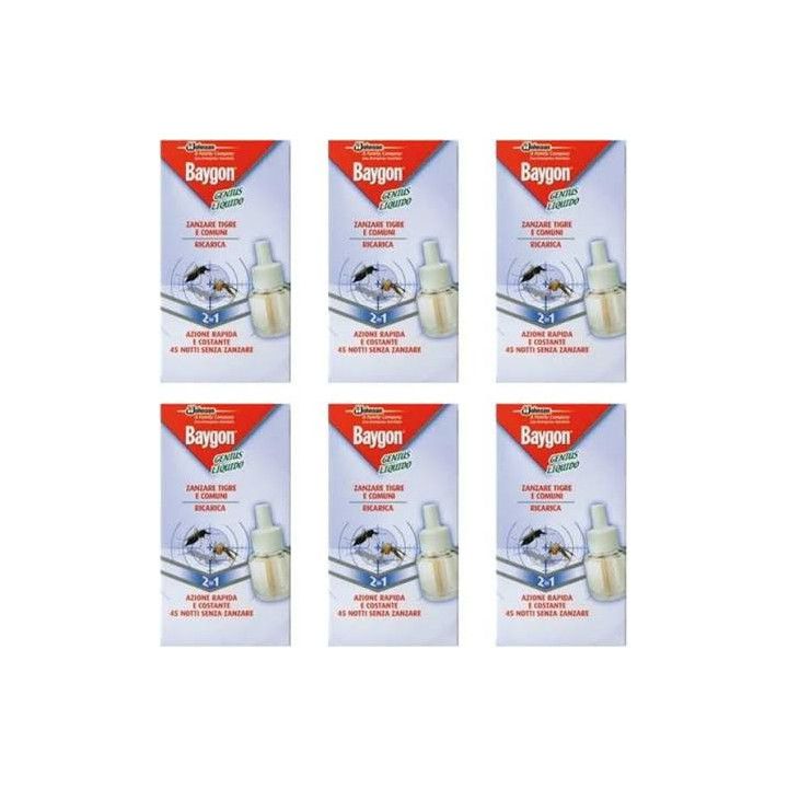 Pack 12 Baygon Electric Vaporizer Genius con recambio líquido antimosquitos
